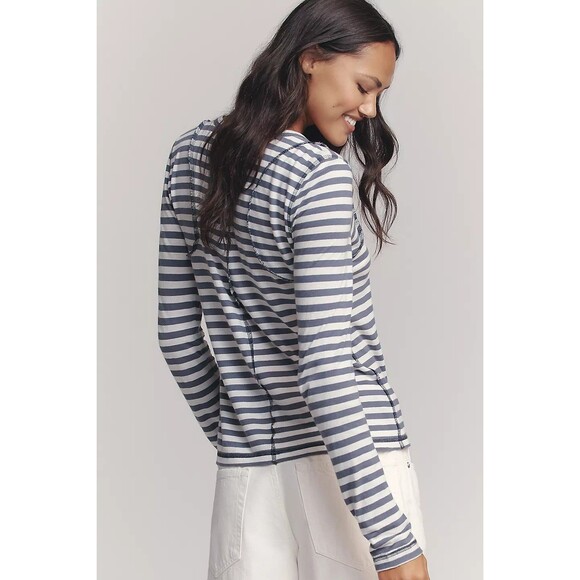 Anthropologie Pilcro The Teddy Tissue Tee Top Striped Print Long Sleeve S 283788 - Picture 3 of 8